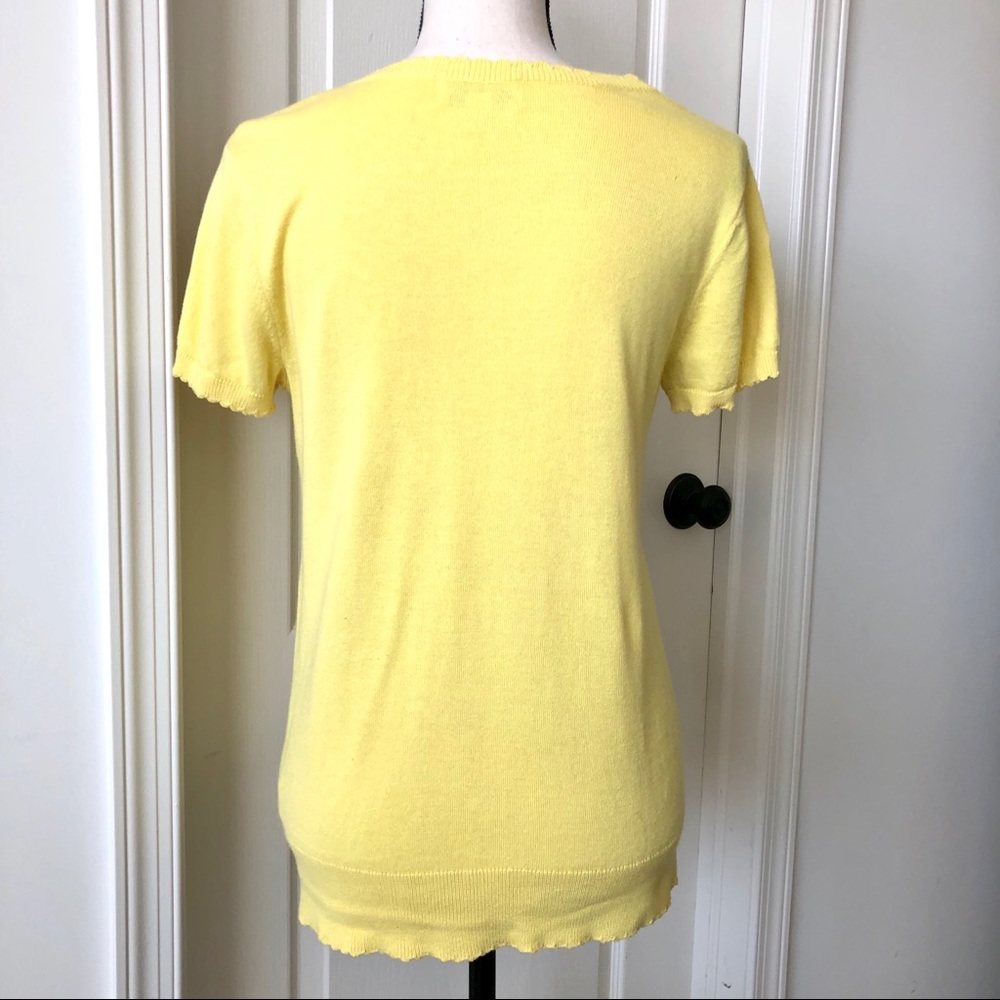 ELLE Scalloped “Pearl Embellished” Button Top - Picture 3 of 8